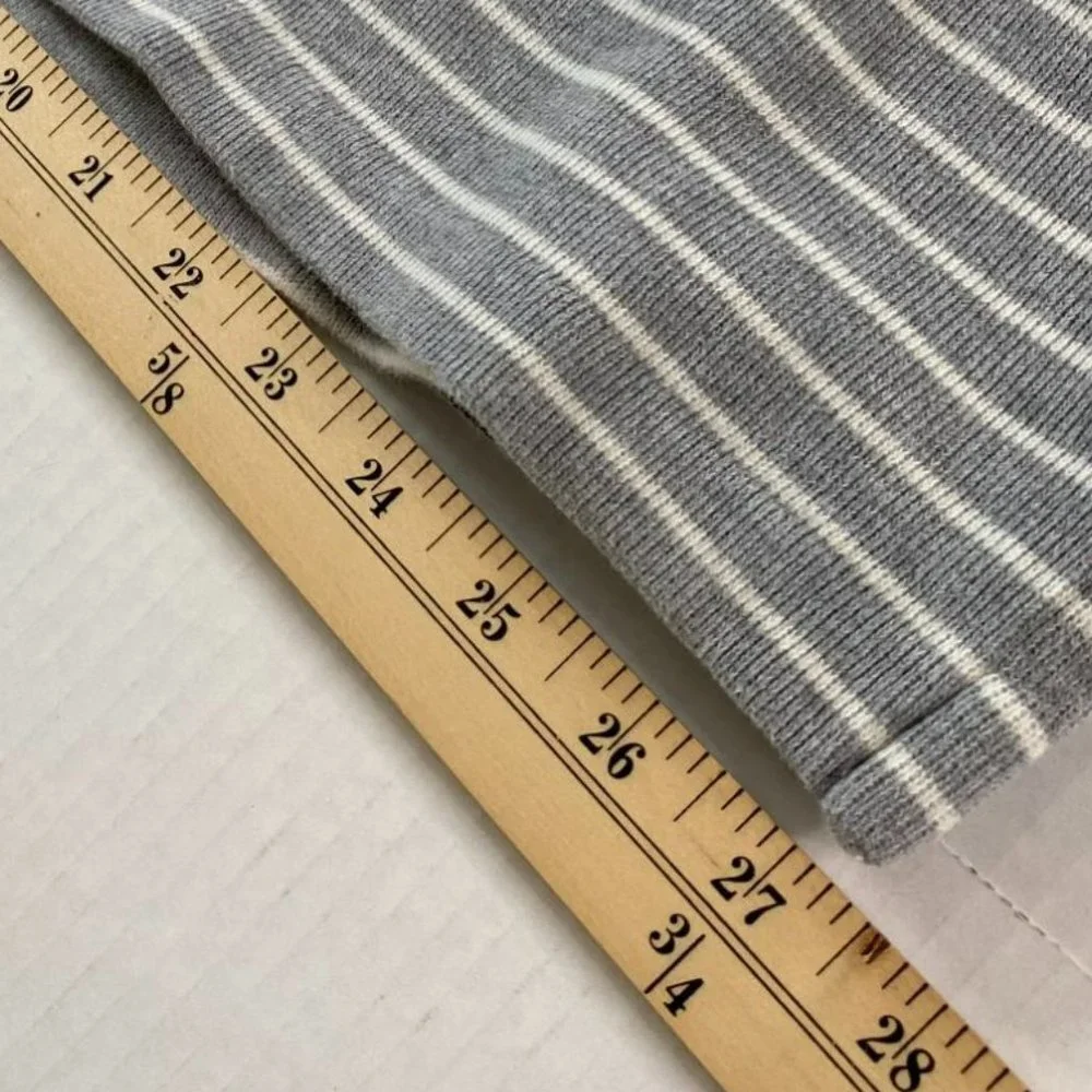 Polo Ralph Lauren Men’s XXL Gray White Striped 100% Cotton Quarter Zip Pullover
